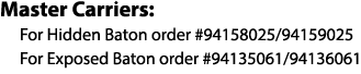 Master Carriers: For Hidden Baton order #94158025/94159025 For Exposed Baton order #94135061/94136061