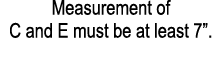 Measurement of C and E must be at least 7”.