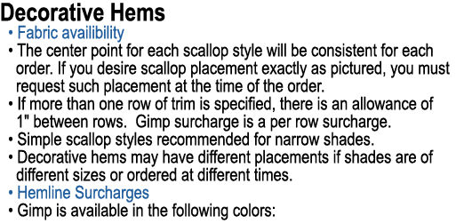 Decorative Hems • Fabric availibility • The center point for each scallop style will be consistent for each order. If...
