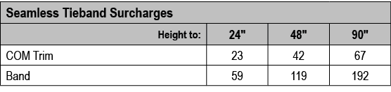 Seamless Tieband Surcharges,Height to:,24\“,48\",90\",COM Trim,23,42,67,Band,59,119,192