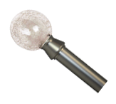 A pair of metal objects with a glass-like appearance, one of which is a small sphere. AI generated content