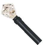 A black and clear crystal object is on a white background. AI generated content