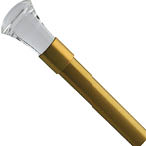 A gold colored vase with a clear glass top. AI generated content