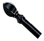 A black vase with a decorative design on the top. AI generated content