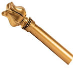 A gold colored vase with a flower design on it. AI generated content