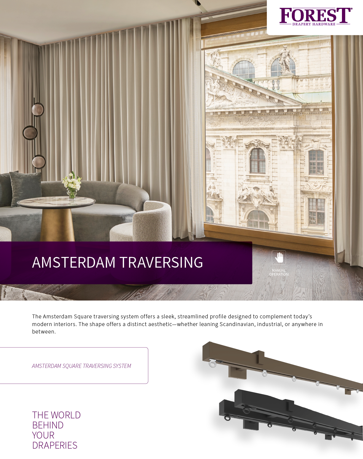 A purple advertisement for a window covering company, featuring a couch and a window with a city view. AI generated content