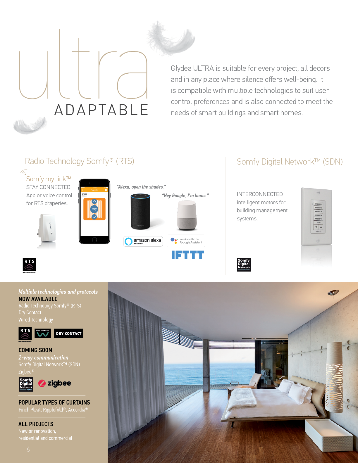 A magazine advertisement for a bedroom with a bed and a table. AI generated content