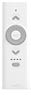 A white remote control with a round button on top. AI generated content
