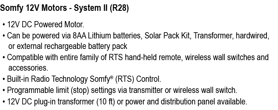 Somfy 12V Motors System II (R28) 