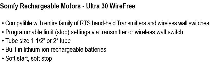 Somfy Rechargeable Motors Ultra 30 WireFree 