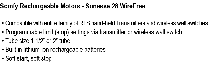 Somfy Rechargeable Motors Sonesse 28 WireFree 