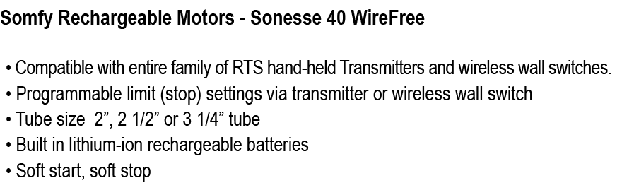 Somfy Rechargeable Motors Sonesse 40 WireFree 