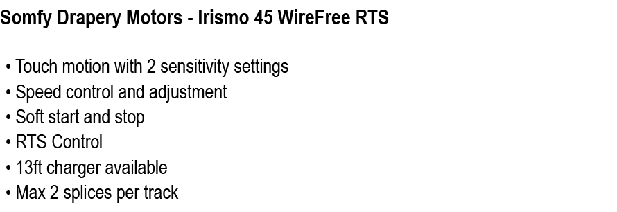 Somfy Drapery Motors Irismo 45 WireFree RTS 